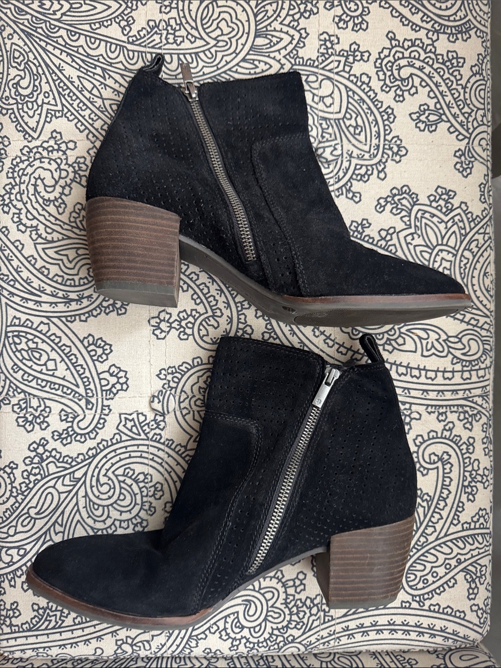 Lucky Brand Women's Black Suede Ankle Booties with Side Zip